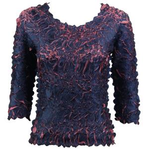 648 - Origami Three Quarter Sleeve Tops Dark Blue - Coral Pink - One Size Fits Most