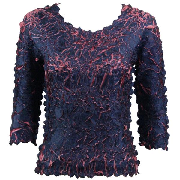 Wholesale 648 - Origami Three Quarter Sleeve Tops Dark Blue - Coral Pink - One Size Fits Most