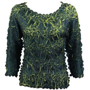 648 - Origami Three Quarter Sleeve Tops Dark Blue - Green - One Size Fits Most