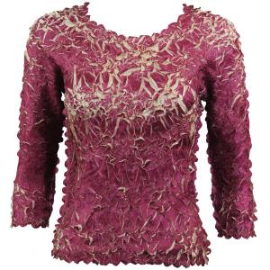 648 - Origami Three Quarter Sleeve Tops Plum - Light Gold - One Size Fits Most