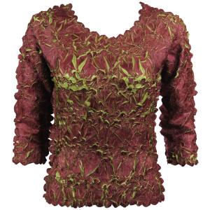 648 - Origami Three Quarter Sleeve Tops Plum - Green - One Size Fits Most