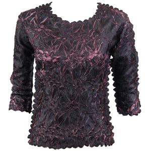 648 - Origami Three Quarter Sleeve Tops Black - Dusty Purple - One Size Fits Most