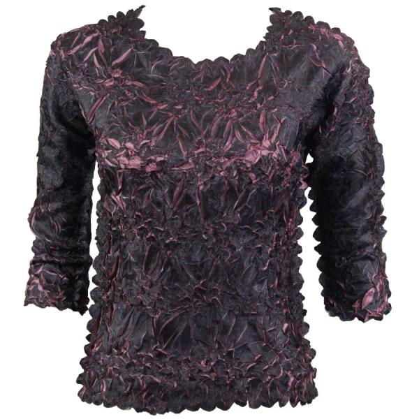 Wholesale 648 - Origami Three Quarter Sleeve Tops Black - Dusty Purple - One Size Fits Most