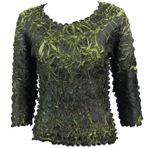 648 - Origami Three Quarter Sleeve Tops Black - Green - One Size Fits Most
