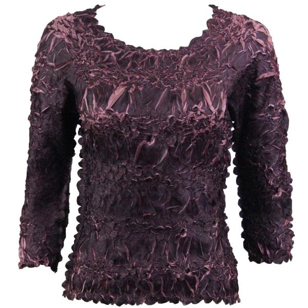 Wholesale 648 - Origami Three Quarter Sleeve Tops Purple - Dusty Purple - Queen Size Fits (XL-2X)