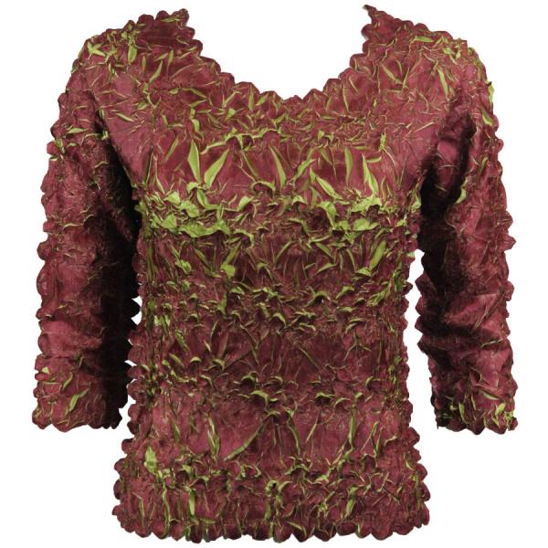 Wholesale 648 - Origami Three Quarter Sleeve Tops Plum - Green - Queen Size Fits (XL-2X)