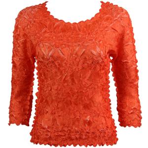 648 - Origami Three Quarter Sleeve Tops Orange - Coral - One Size Fits Most