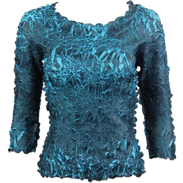 wholesale 648 - Origami Three Quarter Sleeve Tops Black - Turquoise (MB) - One Size Fits Most