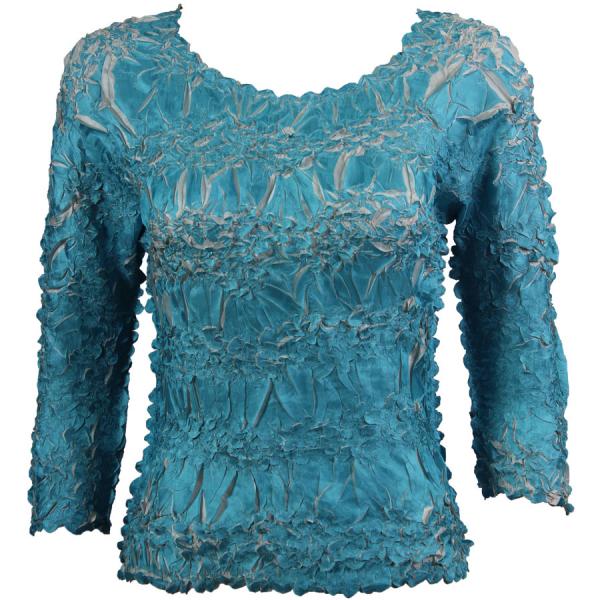 wholesale 648 - Origami Three Quarter Sleeve Tops Turquoise - Pearl (MB) - Queen Size Fits (XL-2X)