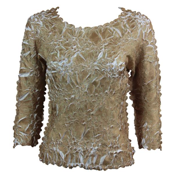 Wholesale 648 - Origami Three Quarter Sleeve Tops Gold - White - Queen Size Fits (XL-2X)