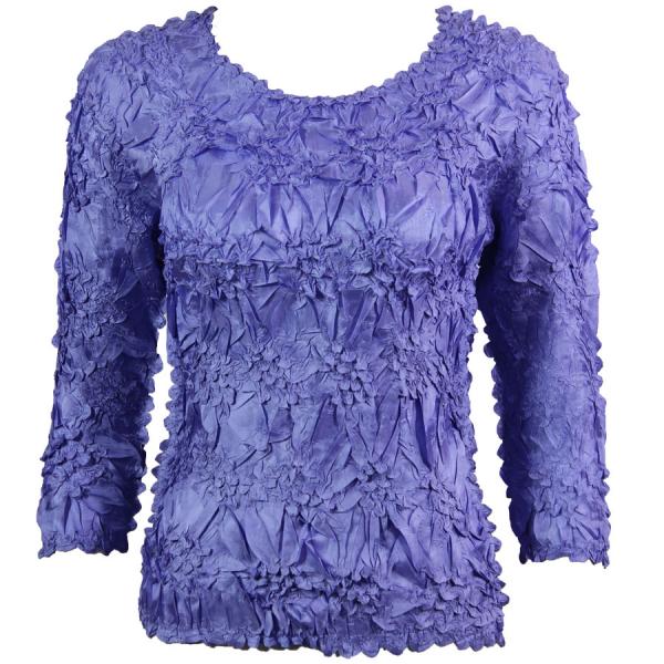 wholesale 648 - Origami Three Quarter Sleeve Tops Solid Violet (MB) - Queen Size Fits (XL-2X)