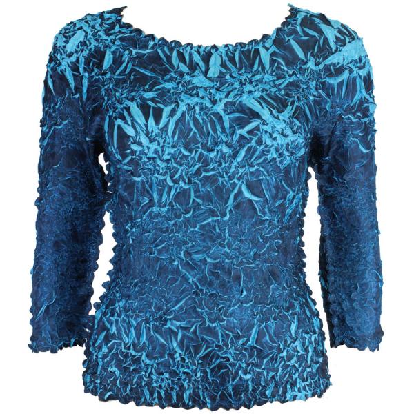 Wholesale 648 - Origami Three Quarter Sleeve Tops Deep Teal - Turquoise - One Size Fits Most