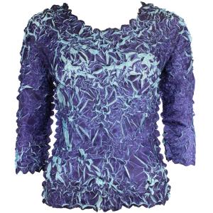 648 - Origami Three Quarter Sleeve Tops Purple - Light Blue - One Size Fits Most
