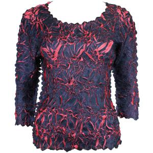 648 - Origami Three Quarter Sleeve Tops Deep Teal - Coral - Queen Size Fits (XL-2X)