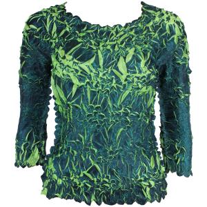 648 - Origami Three Quarter Sleeve Tops Deep Teal - Lime - Queen Size Fits (XL-2X)