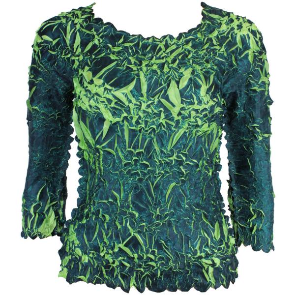 Wholesale 648 - Origami Three Quarter Sleeve Tops Deep Teal - Lime - Queen Size Fits (XL-2X)