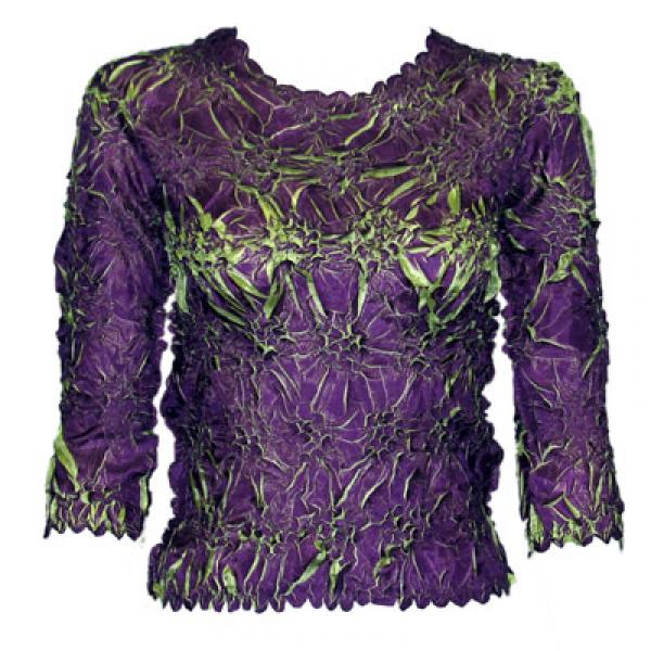 Wholesale 648 - Origami Three Quarter Sleeve Tops Plum - Spring Green - One Size Fits Most