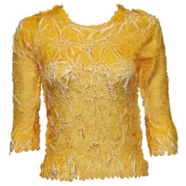 wholesale 648 - Origami Three Quarter Sleeve Tops Sun Gold - White (MB) - One Size Fits Most