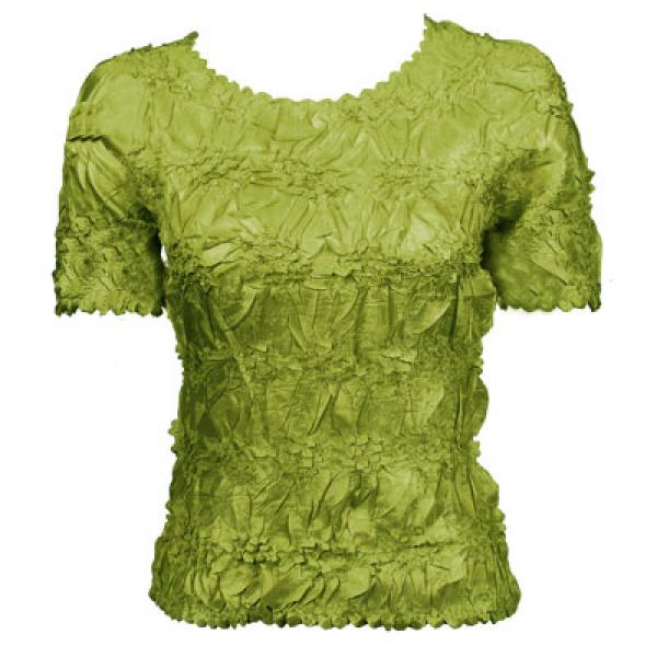 Wholesale 649 - Origami Short Sleeve Tops  Solid Leaf Green - One Size Fits Most