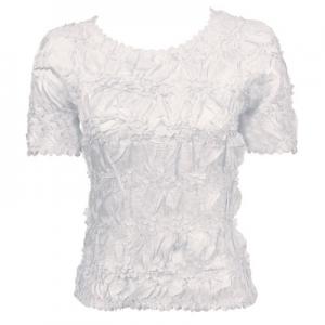 649 - Origami Short Sleeve Tops  Solid White - One Size Fits Most