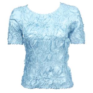 649 - Origami Short Sleeve Tops  Solid Light Blue - One Size Fits Most