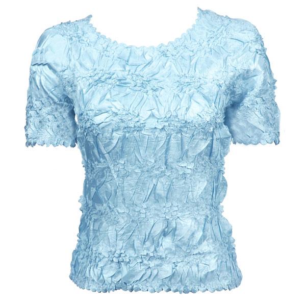 Wholesale 649 - Origami Short Sleeve Tops  Solid Light Blue - One Size Fits Most