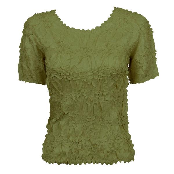 Wholesale 649 - Origami Short Sleeve Tops  Solid Olive - One Size Fits Most