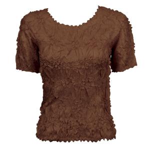Wholesale 649 - Origami Short Sleeve Tops  Solid Brown - One Size Fits Most