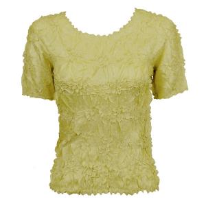 649 - Origami Short Sleeve Tops  Solid Lemon - Queen Size Fits (XL-2X)
