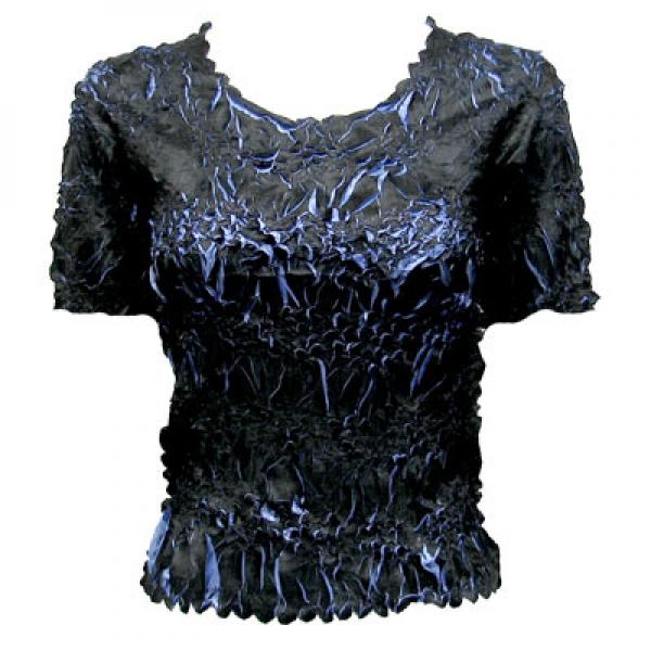 Wholesale 649 - Origami Short Sleeve Tops  Black - Periwinkle MB - Queen Size Fits (XL-2X)