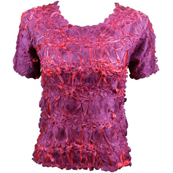 Wholesale 649 - Origami Short Sleeve Tops  Purple - Coral - One Size Fits Most