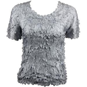 649 - Origami Short Sleeve Tops  Solid Silver - One Size Fits Most