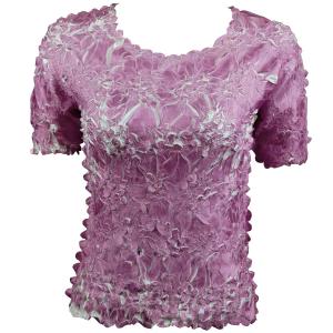 649 - Origami Short Sleeve Tops  Grape - White - Queen Size Fits (XL-2X)