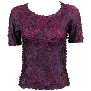 649 - Origami Short Sleeve Tops  Black - Berry - One Size Fits Most