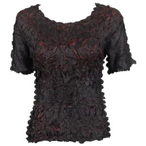 Wholesale 649 - Origami Short Sleeve Tops  Black - Brown - One Size Fits Most