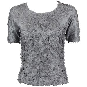 649 - Origami Short Sleeve Tops  Solid Pewter - One Size Fits Most