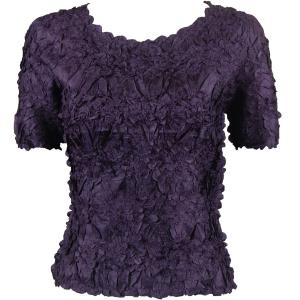 649 - Origami Short Sleeve Tops  Solid Plum - One Size Fits Most