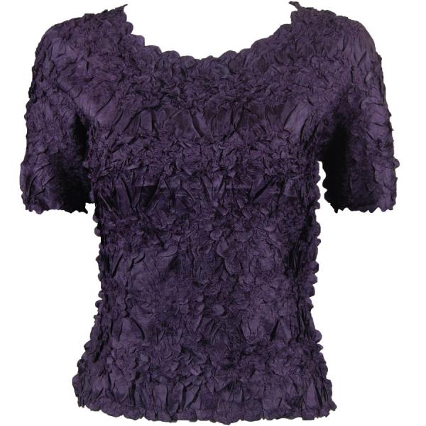 Wholesale 649 - Origami Short Sleeve Tops  Solid Plum - One Size Fits Most