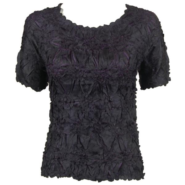 Wholesale 649 - Origami Short Sleeve Tops  Black - Plum - Queen Size Fits (XL-2X)