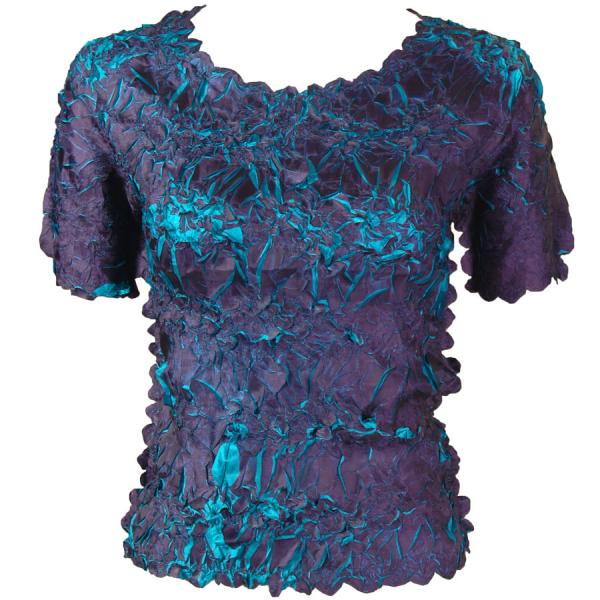 Wholesale 649 - Origami Short Sleeve Tops  Dark Purple - Teal - One Size Fits Most