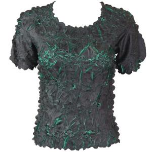 649 - Origami Short Sleeve Tops  Black - Emerald - One Size Fits Most