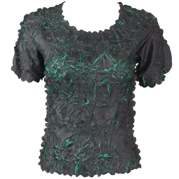 Wholesale 649 - Origami Short Sleeve Tops  Black - Emerald - One Size Fits Most