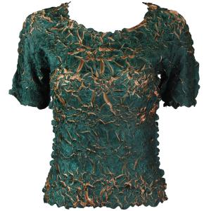 649 - Origami Short Sleeve Tops  Dark Green - Gold - One Size Fits Most