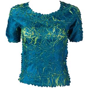 649 - Origami Short Sleeve Tops  Royal - Lime - One Size Fits Most