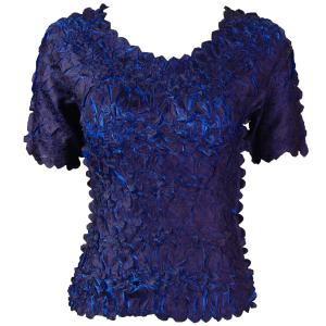 649 - Origami Short Sleeve Tops  Dark Purple - Royal - One Size Fits Most