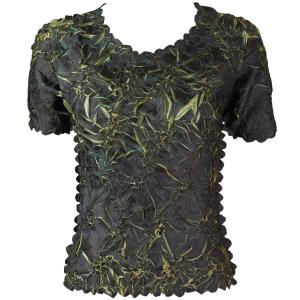 649 - Origami Short Sleeve Tops  Dark Olive - Leaf Green - Queen Size Fits (XL-2X)