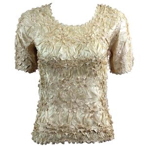 649 - Origami Short Sleeve Tops  Solid Light Gold - One Size Fits Most