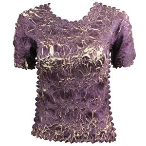 649 - Origami Short Sleeve Tops  Purple - Light Gold - One Size Fits Most