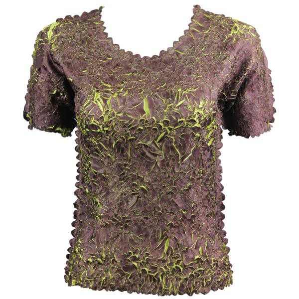Wholesale 649 - Origami Short Sleeve Tops  Purple - Green - One Size Fits Most