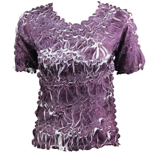 Wholesale 649 - Origami Short Sleeve Tops  Purple - White - One Size Fits Most